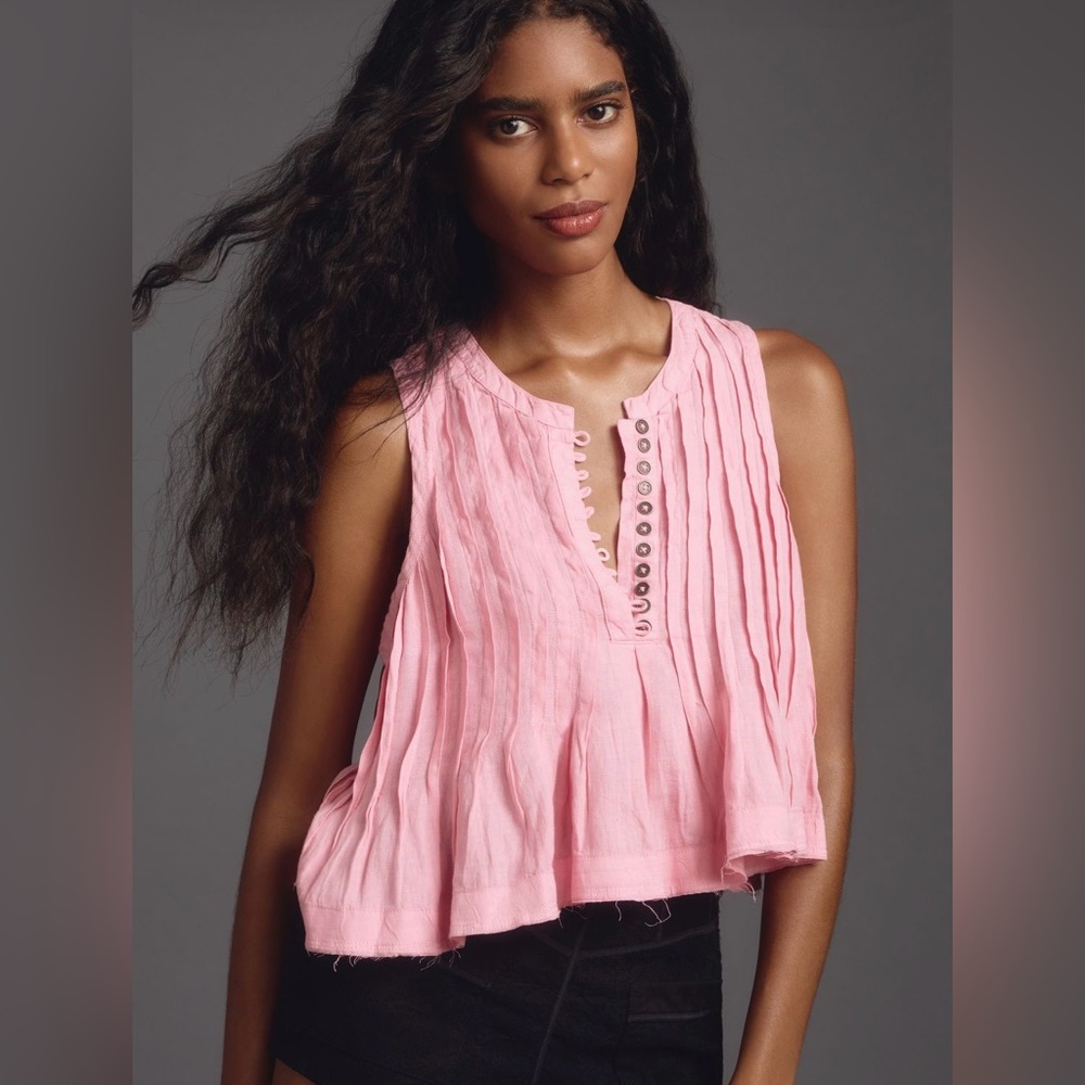 NWT Anthropologie Pleated Linen Tank